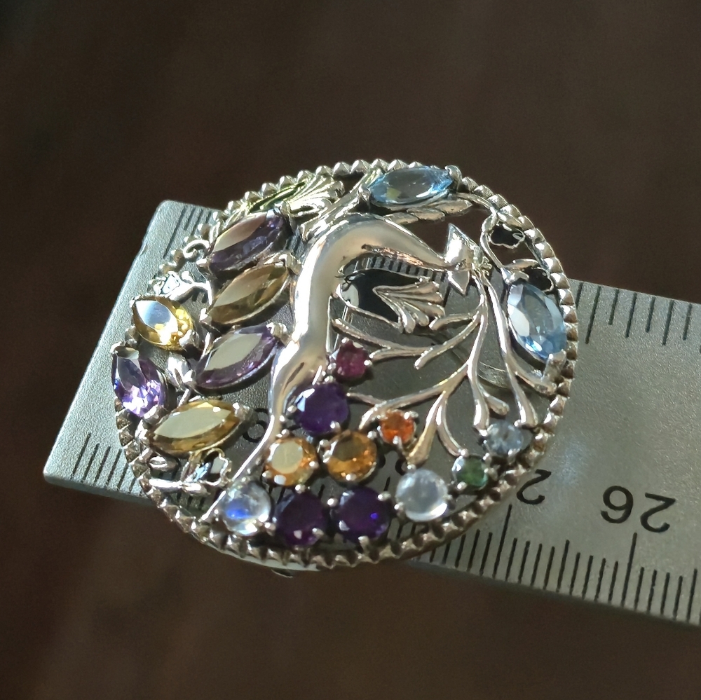 Nicky Butler 925 Sterling Silver Stag Pendant Brooch Designer Amethyst Citrine - Picture 6 of 16